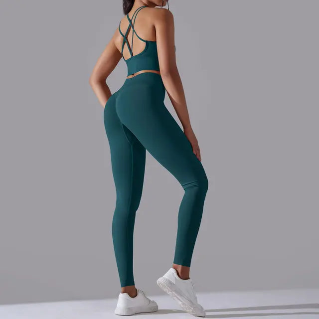 Sportswear High Waist Leggings Sports Bra Seamless Tracksuit Fitness Workout Outfits Gym Wear