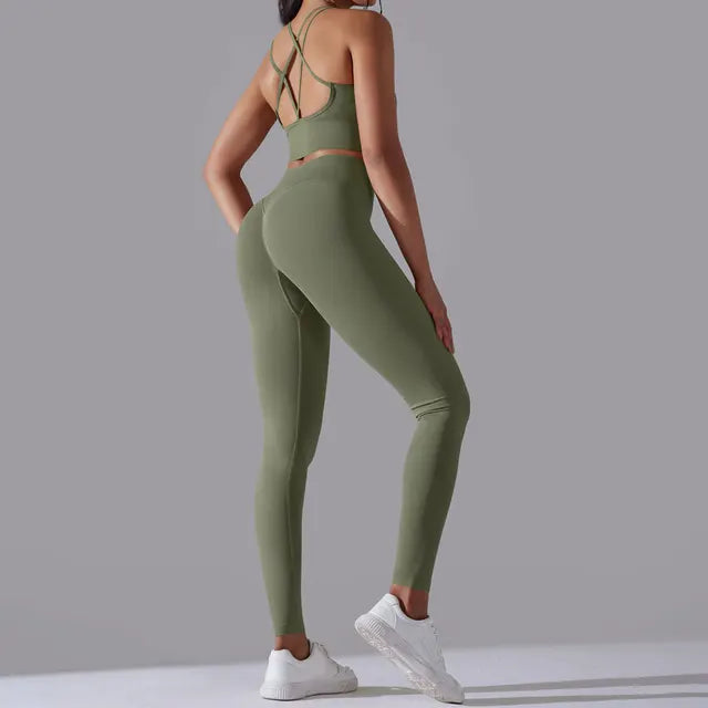 Sportswear High Waist Leggings Sports Bra Seamless Tracksuit Fitness Workout Outfits Gym Wear
