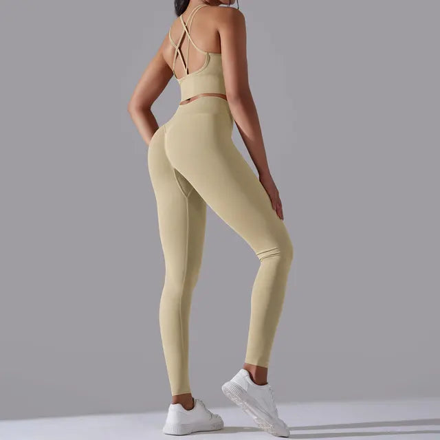 Sportswear High Waist Leggings Sports Bra Seamless Tracksuit Fitness Workout Outfits Gym Wear