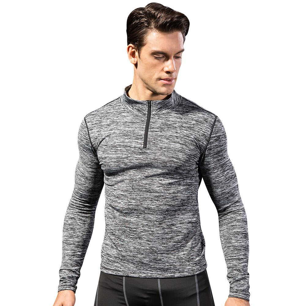 Lovmove Plus Velvet Zipper Base Long Sleeve Spandex Top for Men