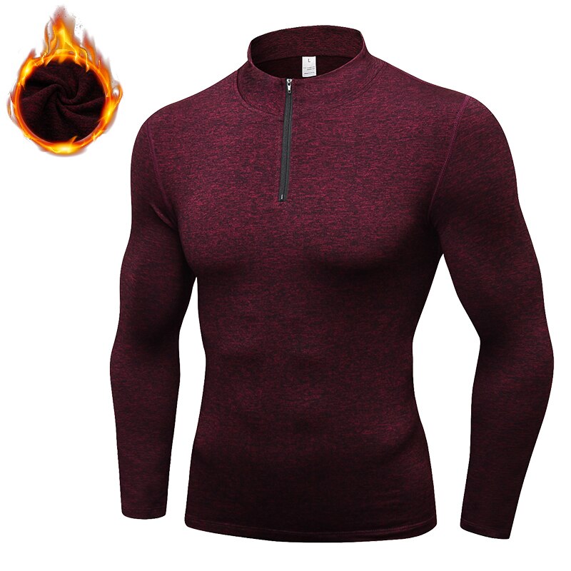 Lovmove Plus Velvet Zipper Base Long Sleeve Spandex Top for Men