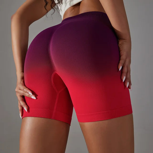 High Waist Gym Shorts Seamless Women Scrunch Butt Workout Shorts Breathable Cycling Yoga Shorts Fitness Push Up Gradient Shorts