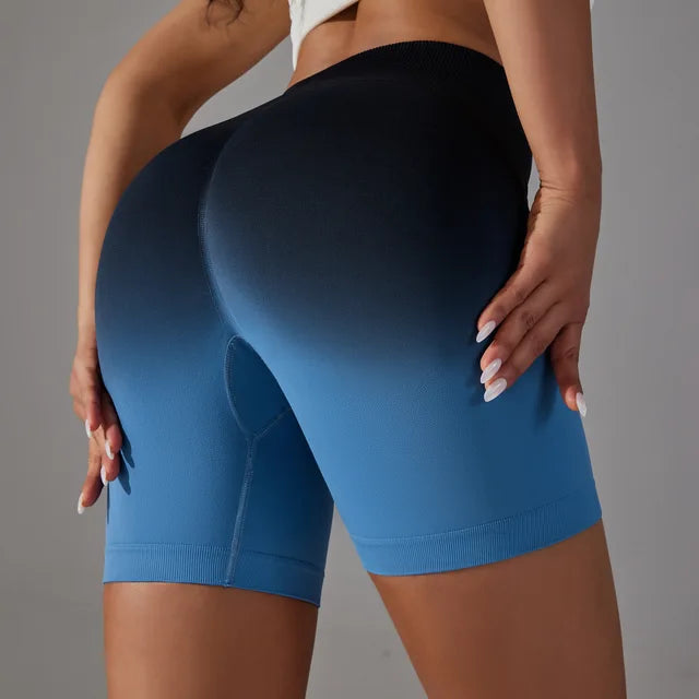 High Waist Gym Shorts Seamless Women Scrunch Butt Workout Shorts Breathable Cycling Yoga Shorts Fitness Push Up Gradient Shorts