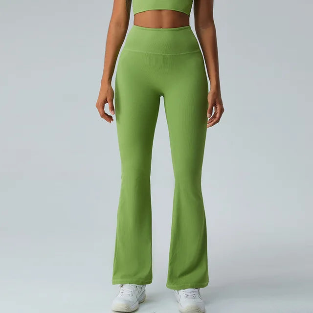 Women High Elasticity Flare Yoga Pants Leggings Dance Slim Trousers Butt Gym Push Up Workout High Waist Fitness Flared Leggings