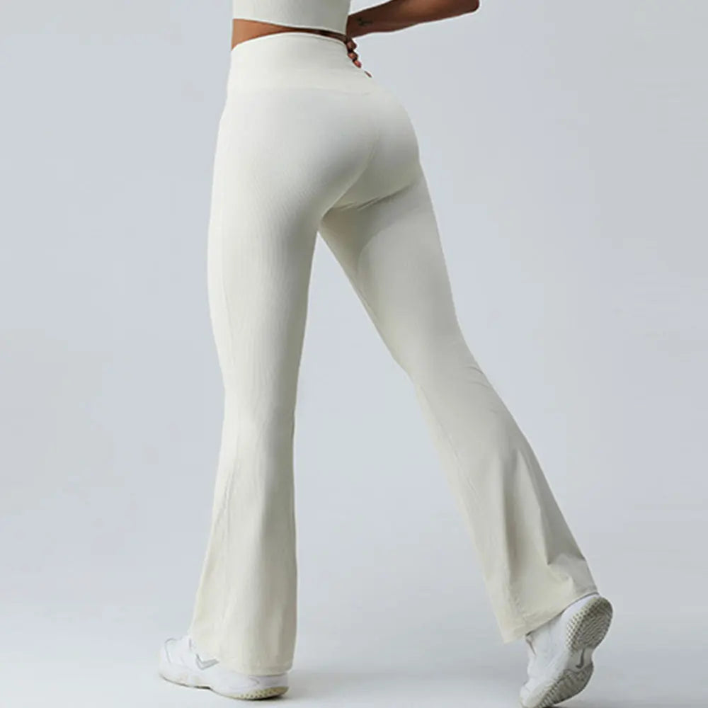 Women High Elasticity Flare Yoga Pants Leggings Dance Slim Trousers Butt Gym Push Up Workout High Waist Fitness Flared Leggings