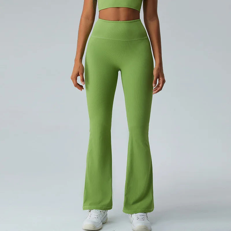 Women High Elasticity Flare Yoga Pants Leggings Dance Slim Trousers Butt Gym Push Up Workout High Waist Fitness Flared Leggings