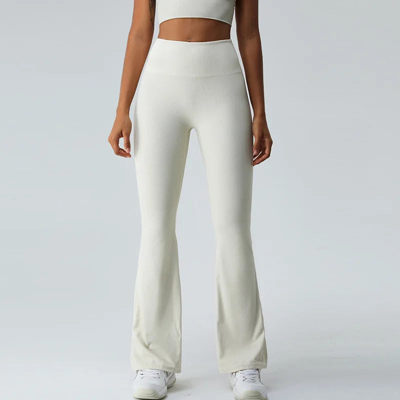 Women High Elasticity Flare Yoga Pants Leggings Dance Slim Trousers Butt Gym Push Up Workout High Waist Fitness Flared Leggings