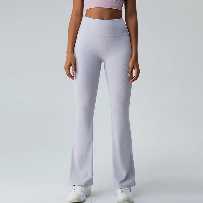 Women High Elasticity Flare Yoga Pants Leggings Dance Slim Trousers Butt Gym Push Up Workout High Waist Fitness Flared Leggings