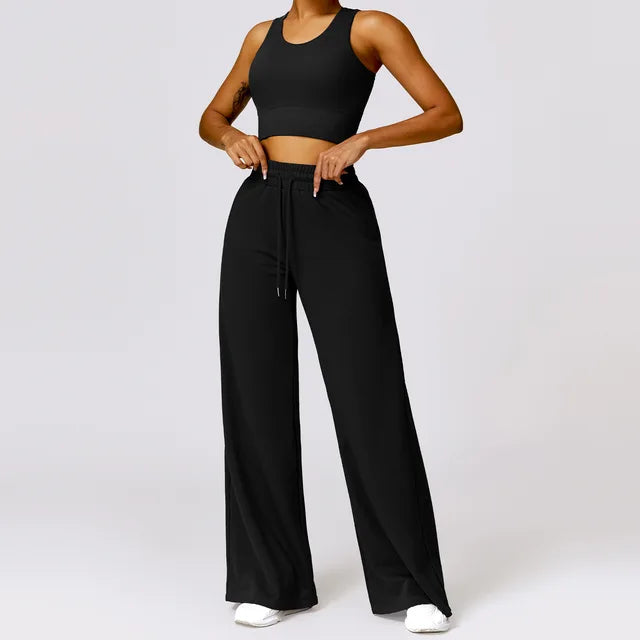 Women Seamless Yoga Set Gym Workout Clothes for Female Push Up Bra High Waist Wide