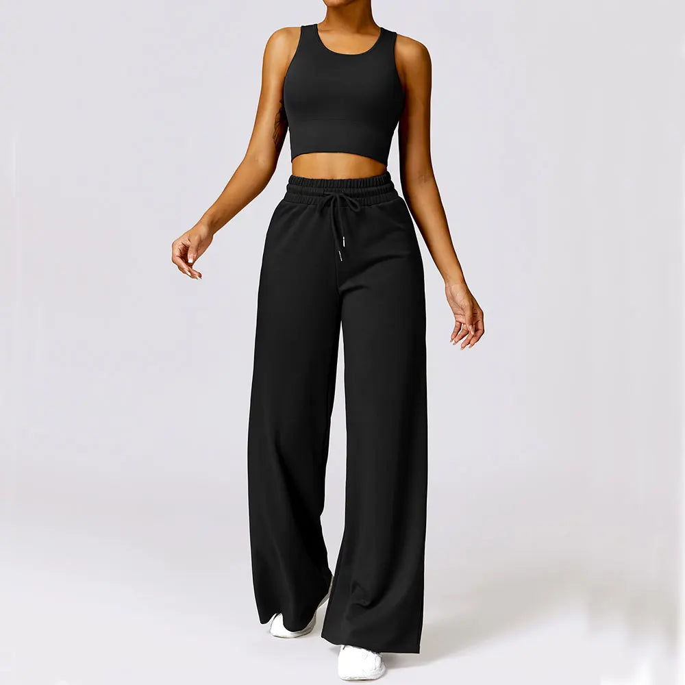 Women Seamless Yoga Set Gym Workout Clothes for Female Push Up Bra High Waist Wide