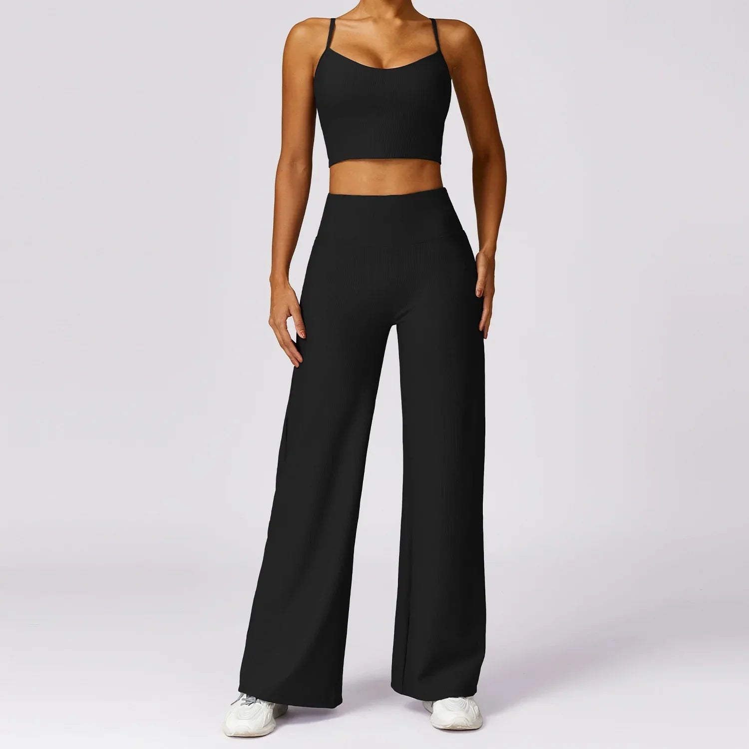 Women Tracksuit 2PCS Yoga Set Ribbed Workout Sportswear Gym Clothing