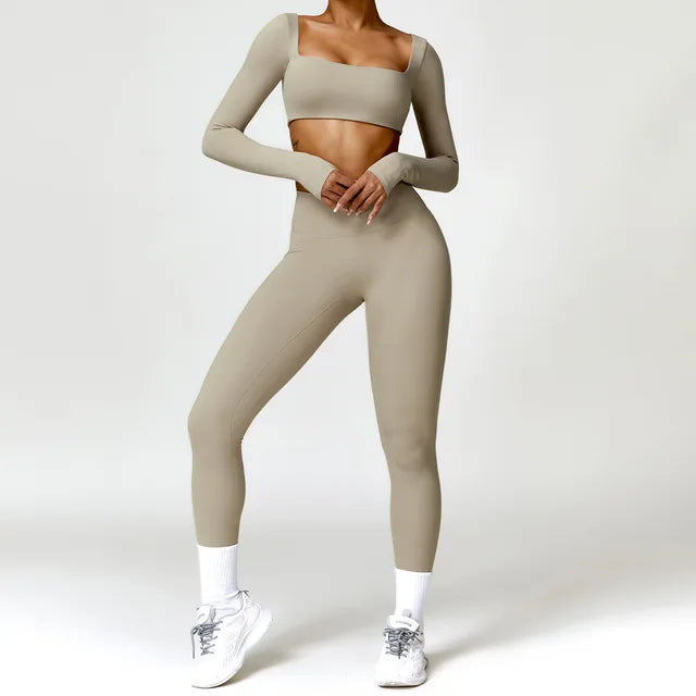 Women Tracksuit Yoga Set 2PCS Sportswear Workout Clothes Athletic
