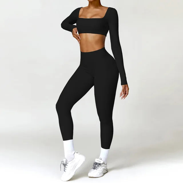 Women Tracksuit Yoga Set 2PCS Sportswear Workout Clothes Athletic