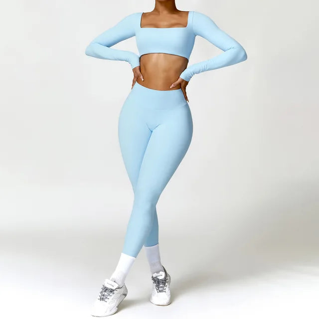 Women Tracksuit Yoga Set 2PCS Sportswear Workout Clothes Athletic