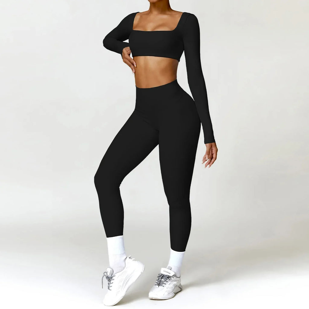 Women Tracksuit Yoga Set 2PCS Sportswear Workout Clothes Athletic