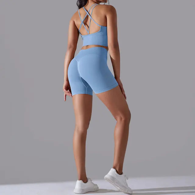 Seamless Leggings Sports Bra Suit Female Clothing High Waist Shorts Workout Clothes