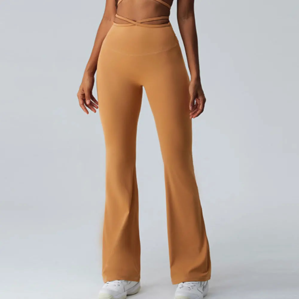 Women Yoga Pants Hip Lift  Flared Wide Leg Stretch Fitness Wear Slim Fit Gym Push Up Workout Leggings Trousers Female Clothes