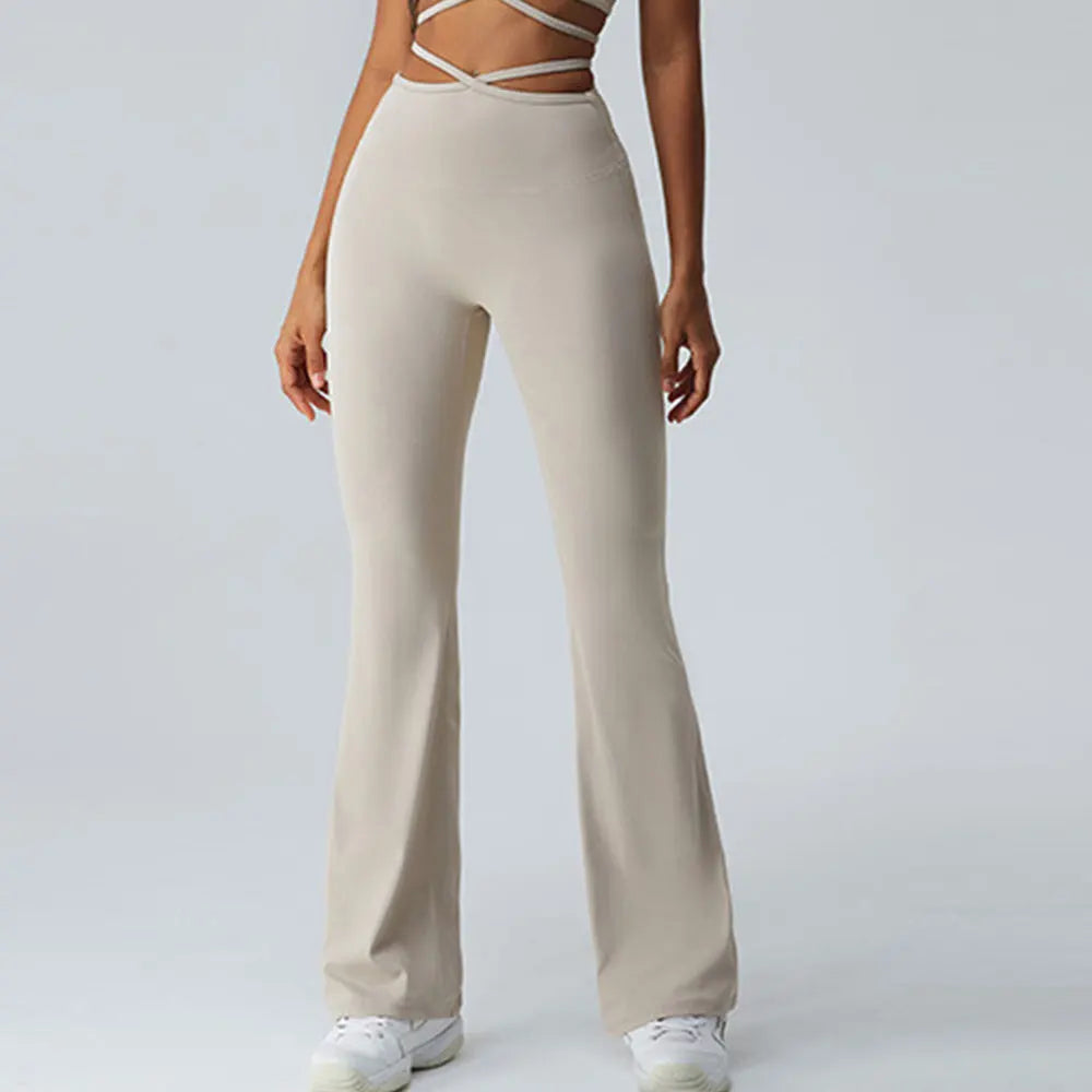 Women Yoga Pants Hip Lift  Flared Wide Leg Stretch Fitness Wear Slim Fit Gym Push Up Workout Leggings Trousers Female Clothes