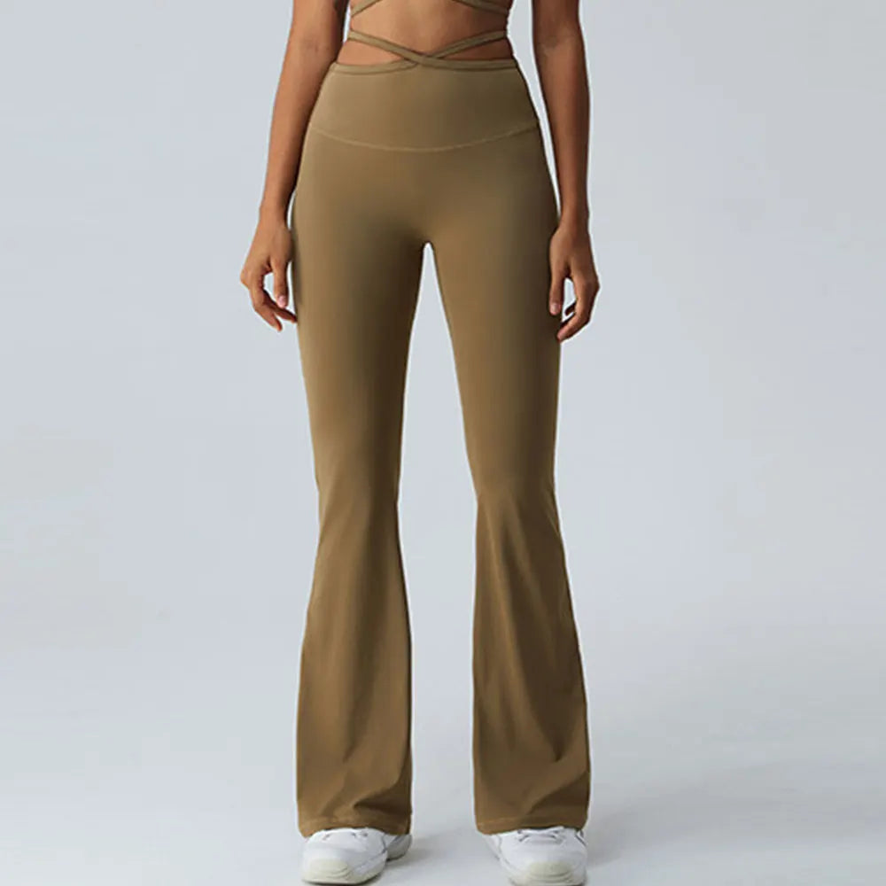 Women Yoga Pants Hip Lift  Flared Wide Leg Stretch Fitness Wear Slim Fit Gym Push Up Workout Leggings Trousers Female Clothes