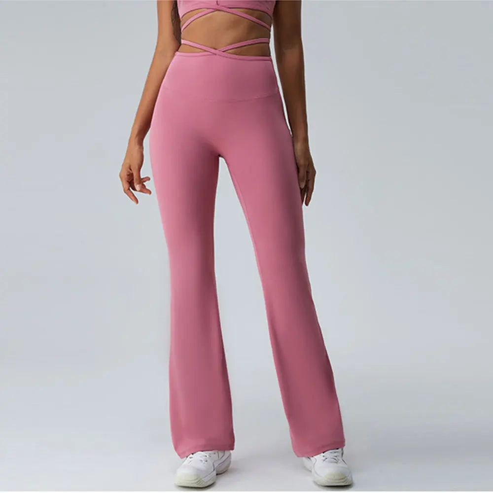 Women Yoga Pants Hip Lift  Flared Wide Leg Stretch Fitness Wear Slim Fit Gym Push Up Workout Leggings Trousers Female Clothes