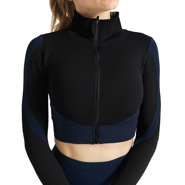 React MOMENTUM Zip Crop - Sapphire/Black