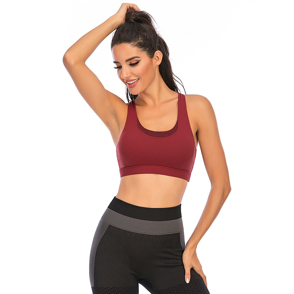 React SUPER Seamless Crossed Sports Crop - Red Wine